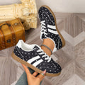 Women's Casual Flat Sneakers – Round Toe Thick Sole Lace-Up Women's Flat Sneakers Axl Black 36