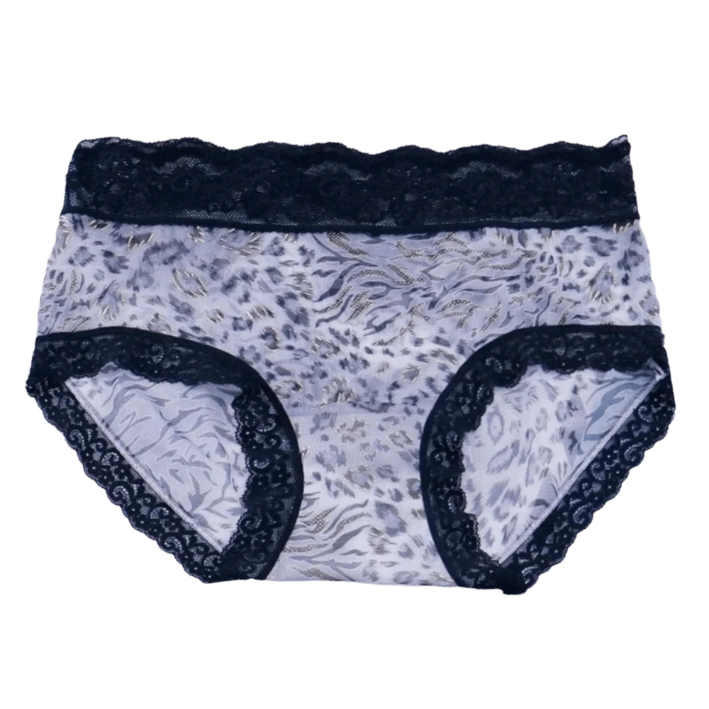 Women's Lace Mesh Briefs – Mid-Rise Ice Silk Leopard Panties Women's Briefs Axl Grey M 1pc