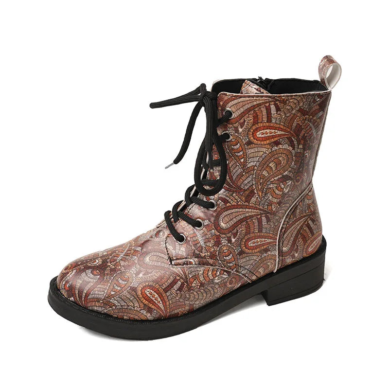 Women's Printed Wedge Ankle Boots – Anti-Slip Casual Short Boot Women's Ankle Boots Axl orange 35