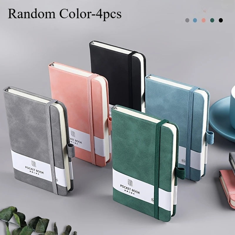 4-Pack A7 Mini Pocket Planner – PU Leather Weekly Notebook Pocket Planner Notebook Axl Random Color-4pcs