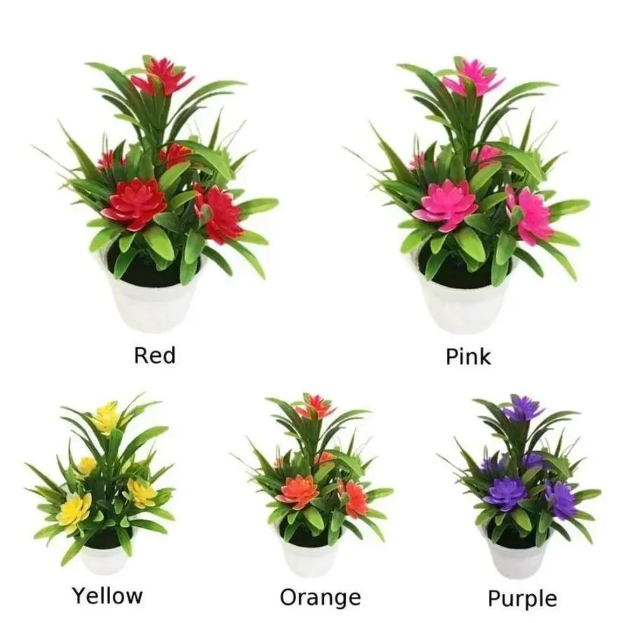 Multi-Color Artificial Lotus Flower with Pot | Home Decor Artificial Flower Decor Axl