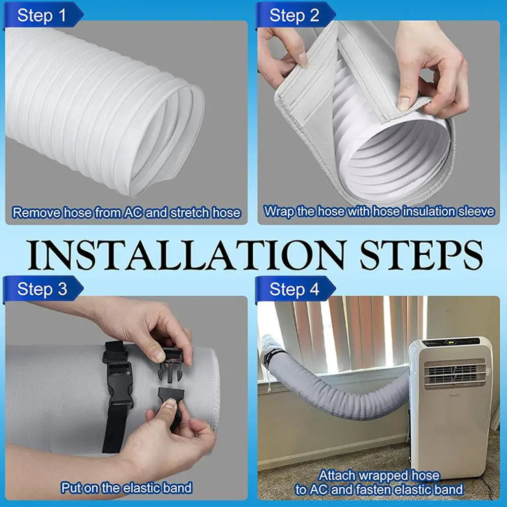 AC Exhaust Hose Insulation Cover with Adjustable Straps 5"/5.9" AC Hose Cover Axl