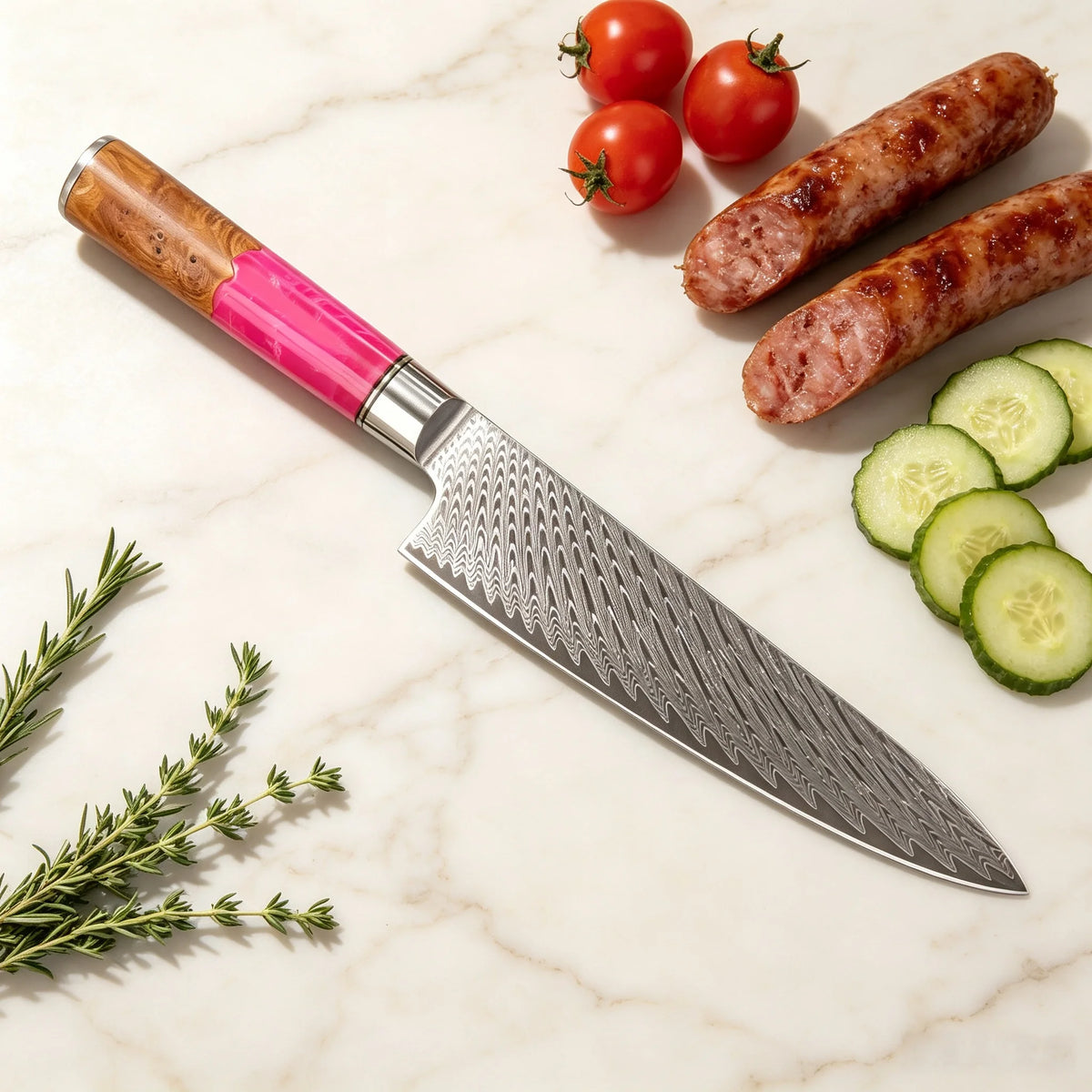 Damascus Steel 67-Layer Chef Cleaver Knife | 19.4cm Blade Damascus Chef Knife Axl
