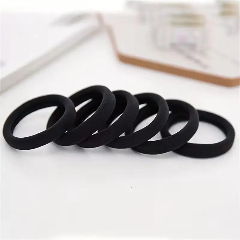50-Pack Black Seamless Elastic Hair Ties – Gentle & Everyday Elastic Hair Ties Axl