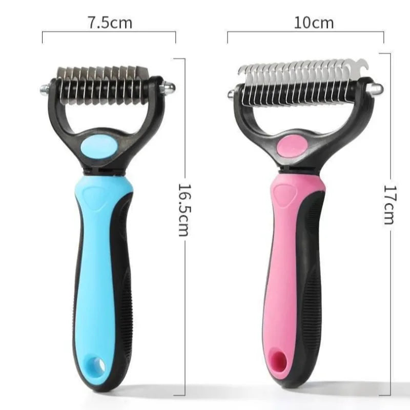 2-Sided Pet Deshedding Brush – Dog & Cat Grooming Comb Pet Grooming Brush Axl