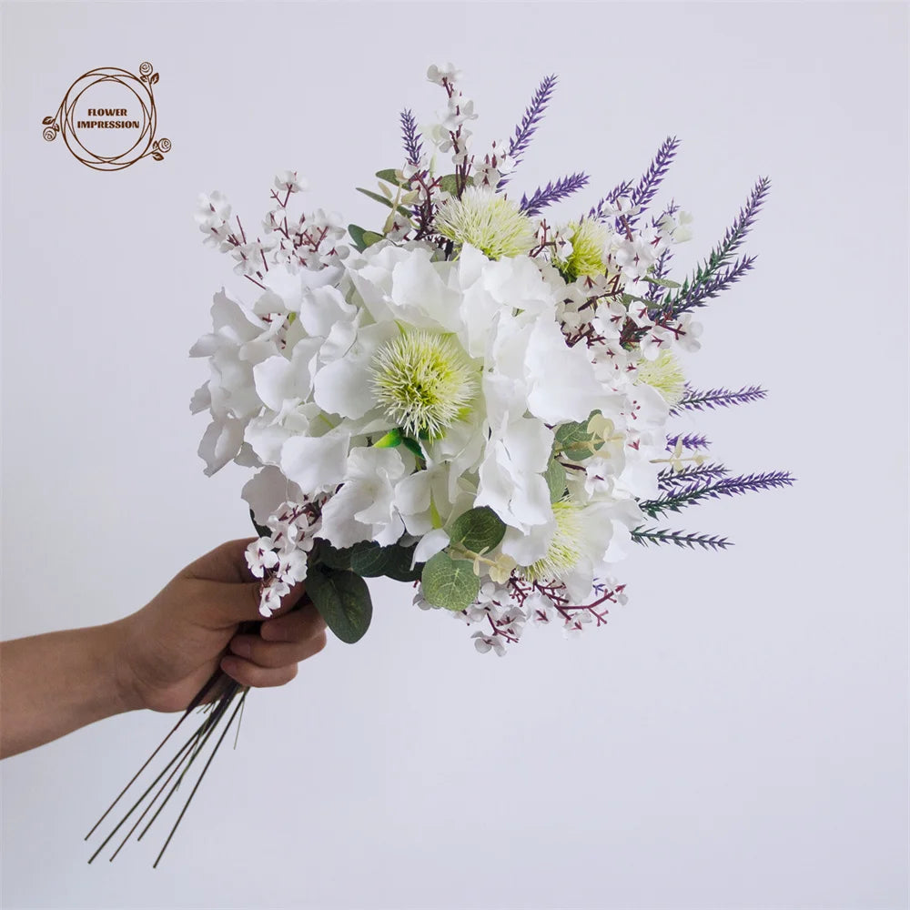Artificial Rose & Lavender PU Flowers – Wedding & Home Decor Artificial Flower Bouquet Axl