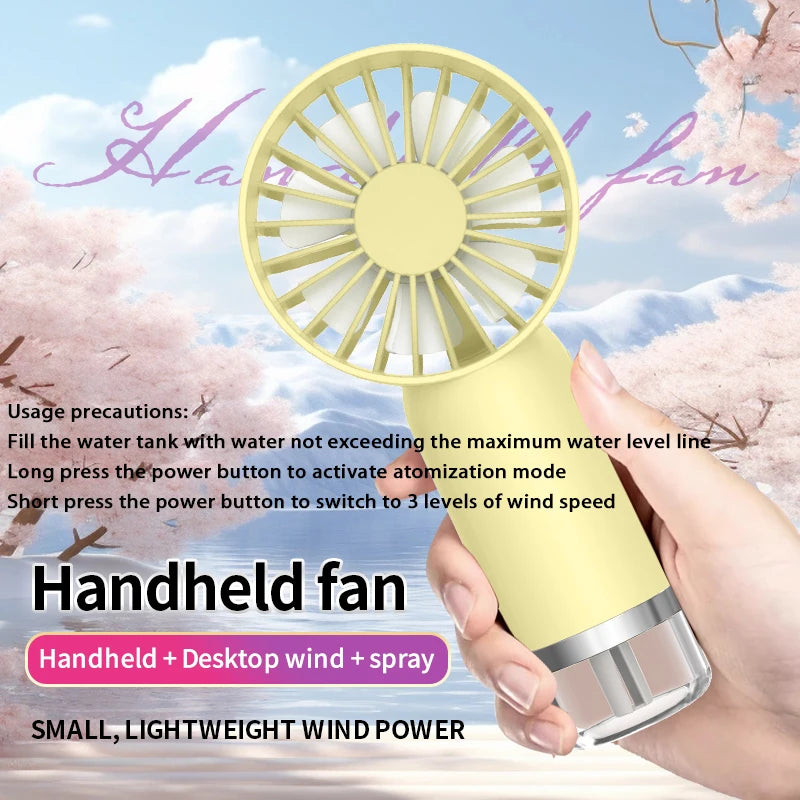 Portable Handheld Misting Fan – 3-Speed Atomizing Cooling Fan Handheld Misting Fan Axl