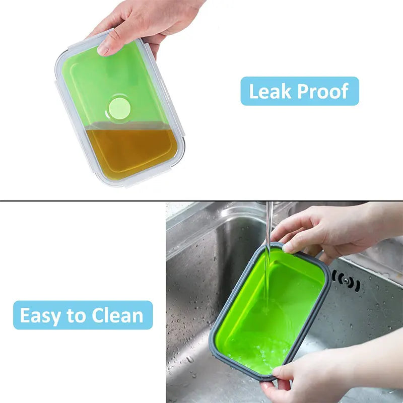 PGY Collapsible Silicone Lunch Box – BPA Free & Leakproof Silicone Lunch Box Axl