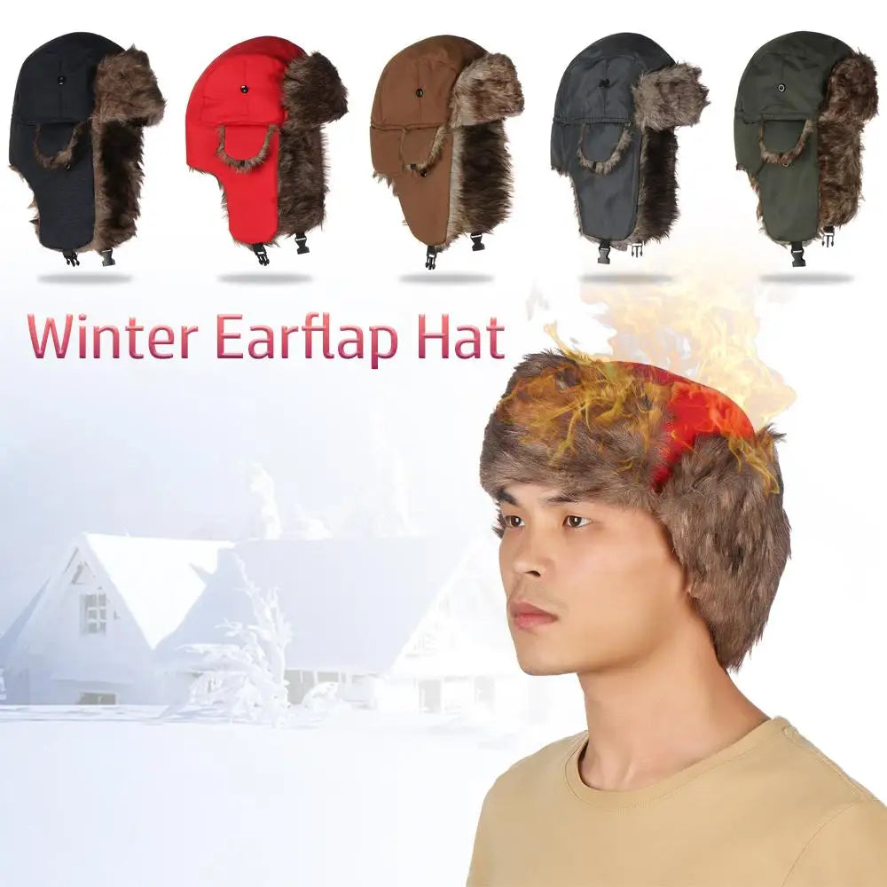 Unisex Russian Ushanka Trapper Hat – Warm Fur Earflap Winter Cap Winter Trapper Hat Axl
