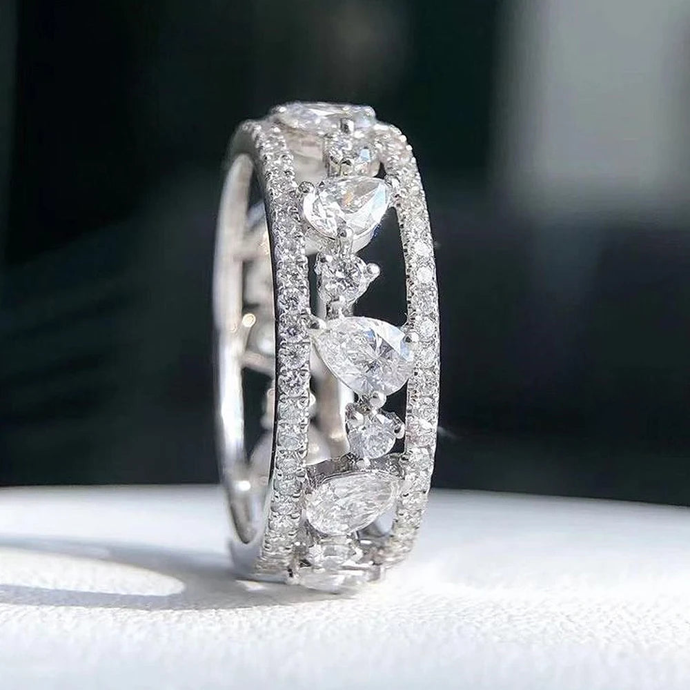 Huitan CZ Eternity Ring – Silver Women's Wedding Band Wedding Band Ring Axl