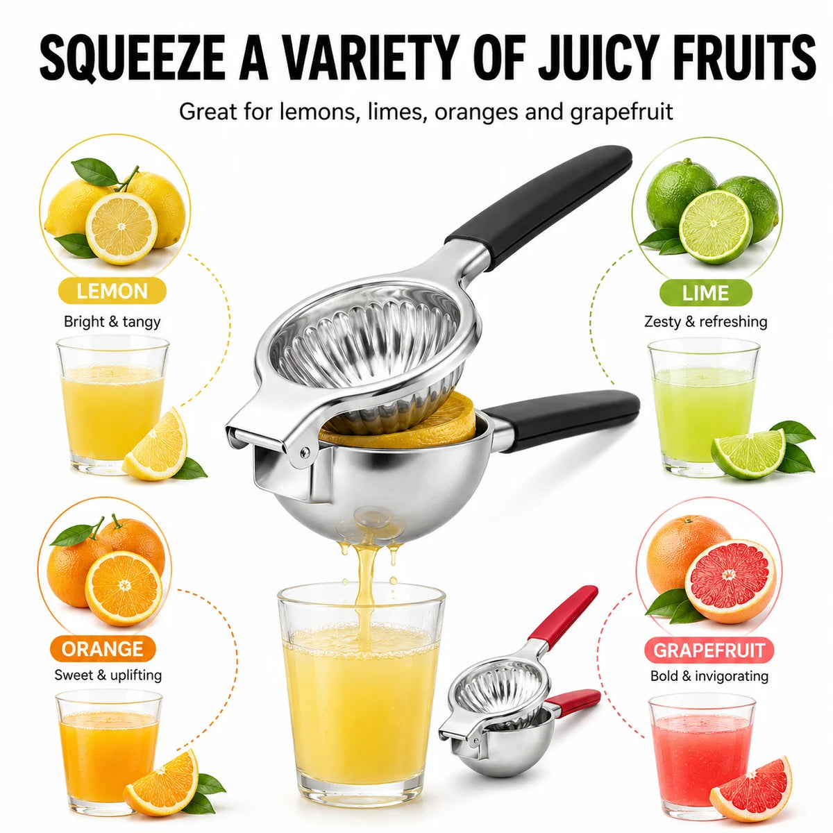 Uwhise Stainless Steel Lemon Squeezer & Manual Citrus Juicer Manual Citrus Juicer Axl