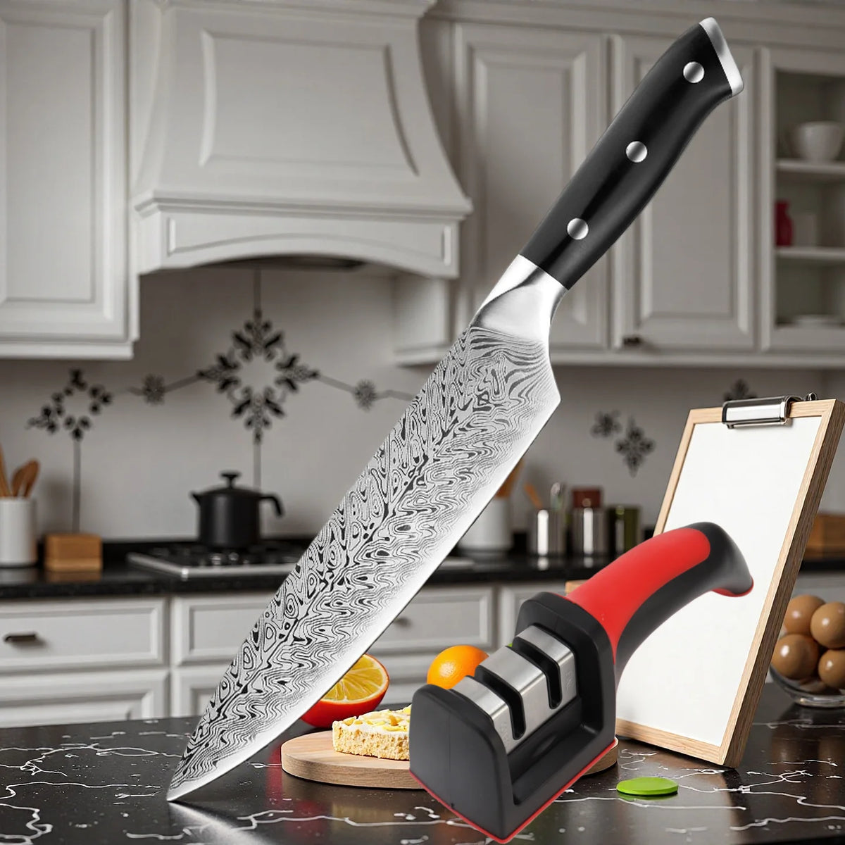 8-Inch Chef's Knife – Laser-Pattern Stainless Steel Blade Chef's Knife Axl