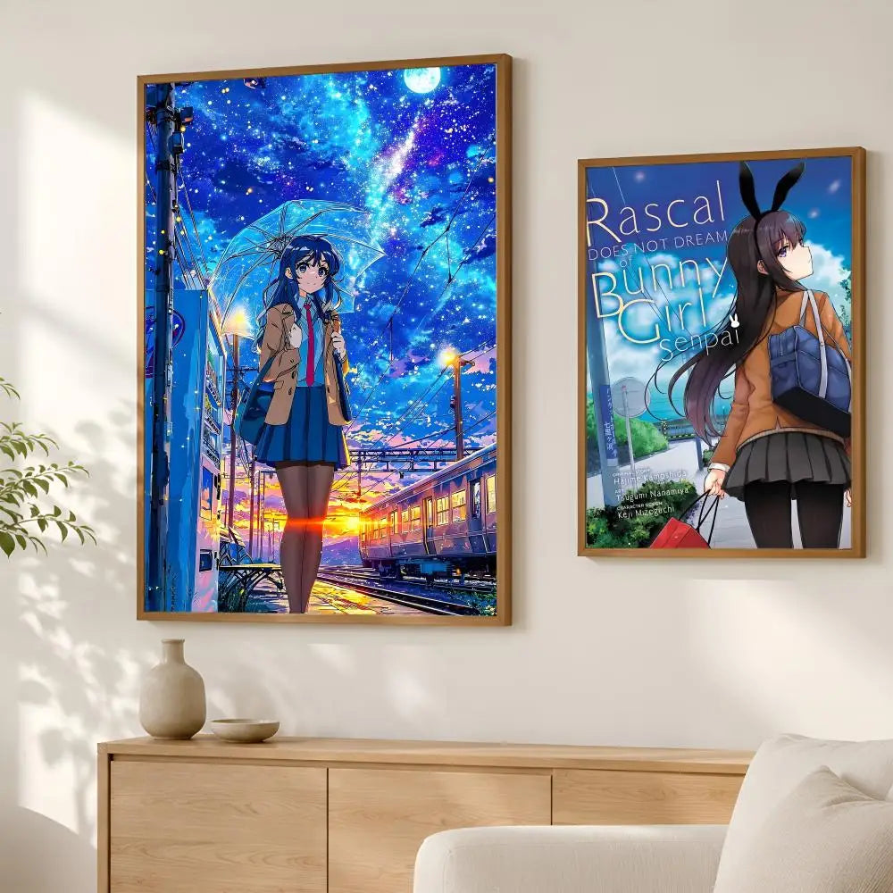 Anime Sakurajima Mai Self-Stick HD Wall Poster | Waterproof Decor Anime Wall Poster Axl