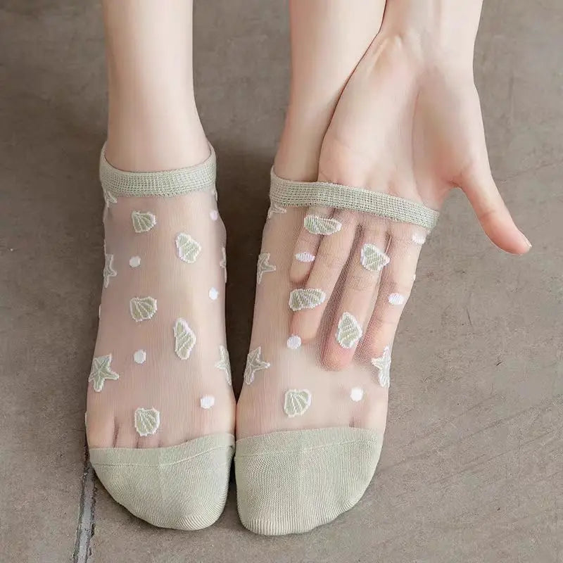 Women's Polka Dot Ankle Socks – 5 Pairs Bamboo Fiber Short Socks Women's Ankle Socks Axl