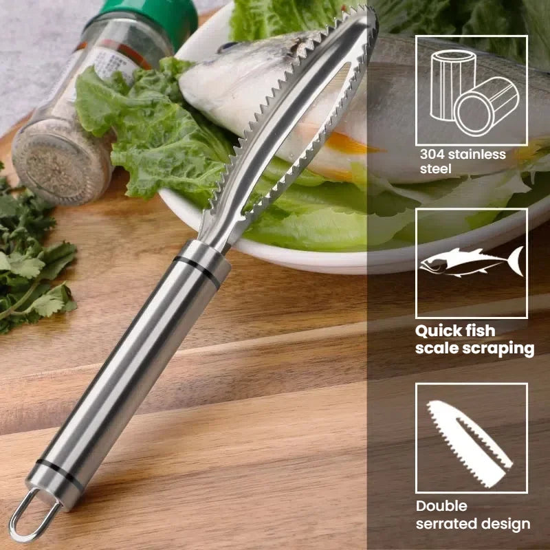 Stainless Steel Fish Scaler & Bone Tweezers Kitchen Tool Set Fish Cleaning Tool Axl