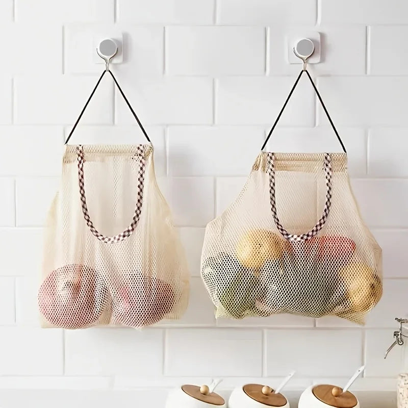 Hanging Mesh Storage Bag – Fabric Basket for Fruit & Veg Hanging Storage Basket Axl