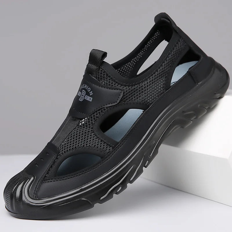 Men's Breathable Mesh Slip-On Sandals – Lightweight Non-Slip Men's Sandals Axl black 46
