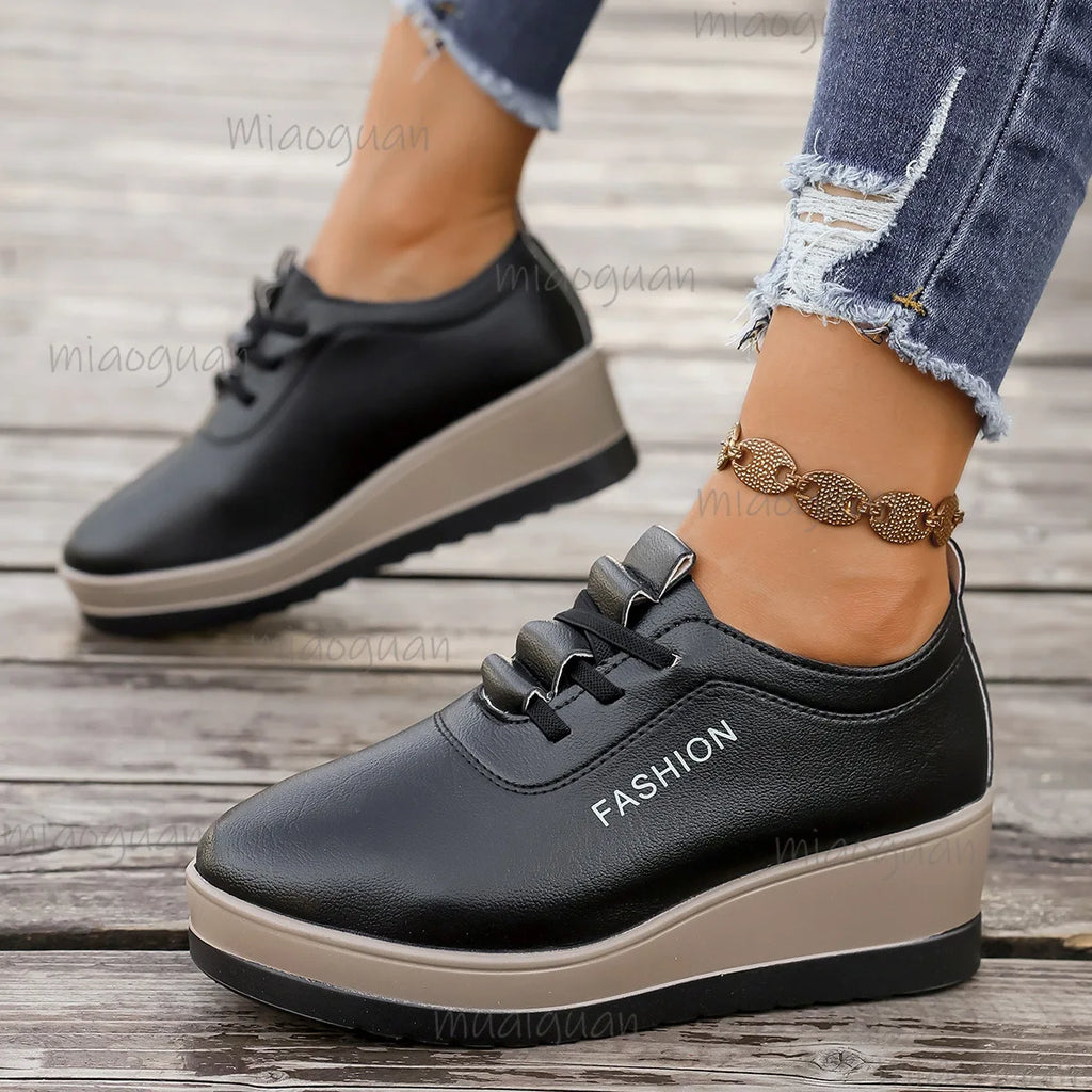 Women's Wedge Platform Sneakers – Height Increasing Lace-Up Wedge Sneakers Axl