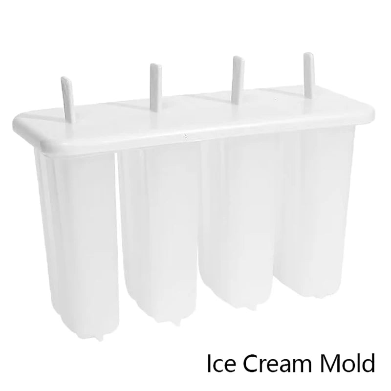 4-Grid DIY Ice Popsicle Mold with Sticks & Lid | Ice Cream Maker Popsicle Mold Axl Mold