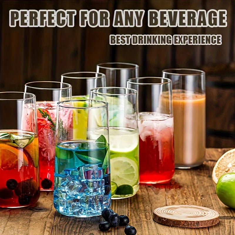 KEMORELA 6-Piece Highball Glass Set with Straws – 15.5 oz Highball Glass Set Axl