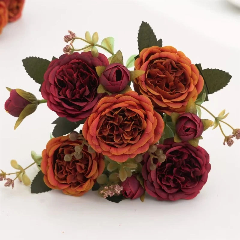 Silk Peony Rose Artificial Bouquet – Wedding & Home Décor Artificial Flower Bouquet Axl color11 1pc