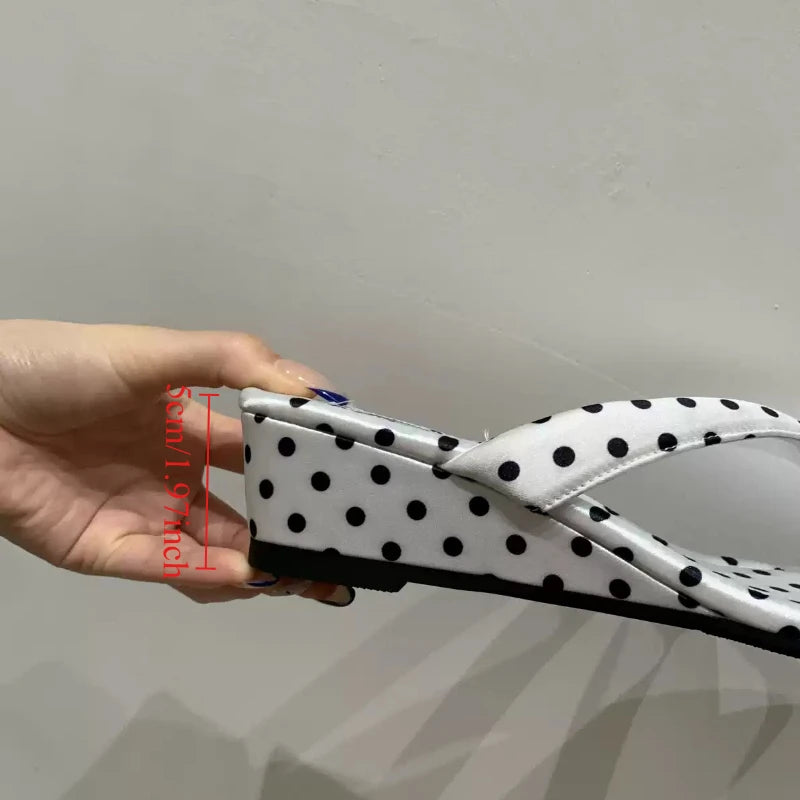 Women's Polka Dot Wedge Platform Slippers – Summer Slides Wedge Platform Slippers Axl