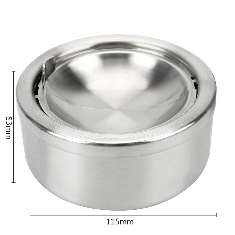 Stainless Steel Lidded Ashtray – Round Windproof Portable Lidded Ashtray Axl