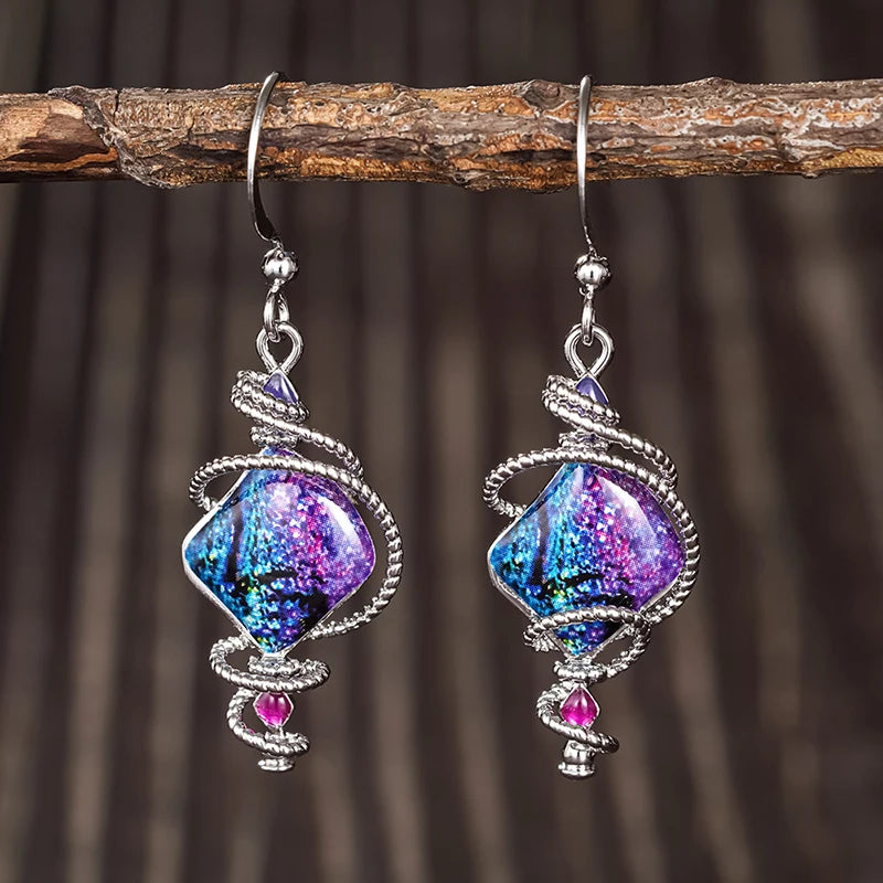 Huitan Purple Dangle Drop Earrings – Women's Fashion Jewelry Dangle Drop Earrings Axl