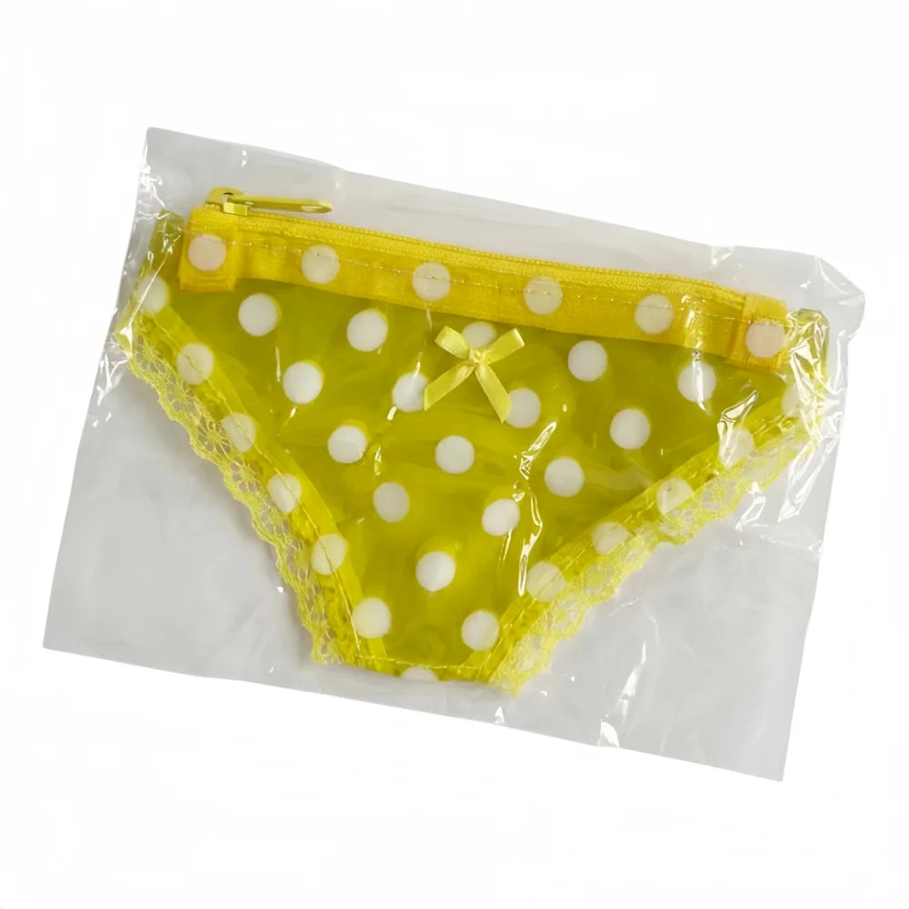 Y2K Briefs Shape Cosmetic Bag – Mesh Lace Makeup Pouch Cosmetic Makeup Bag Axl TPU-Polka Dot Print
