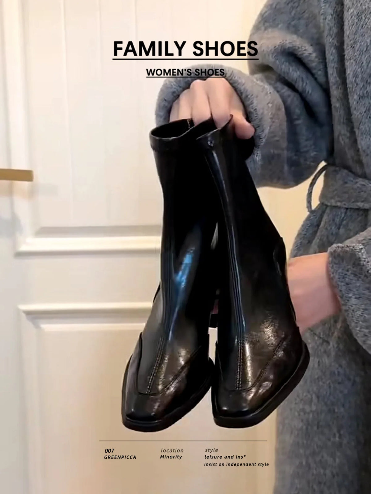 Women's Thick Heel Ankle Boots – Retro Square Toe High Heels Ankle Boots Axl black 5cm velvet 34