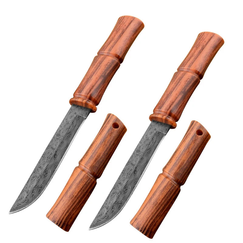 Damascus Pattern Utility Knife – Stainless Steel Camping Blade Camping Utility Knife Axl 2pcs