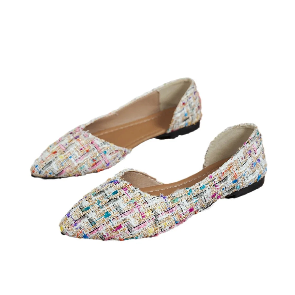YBQJOO Women's Pointed-Toe Slip-On Flat Loafers | French Style Women's Flat Loafers Axl