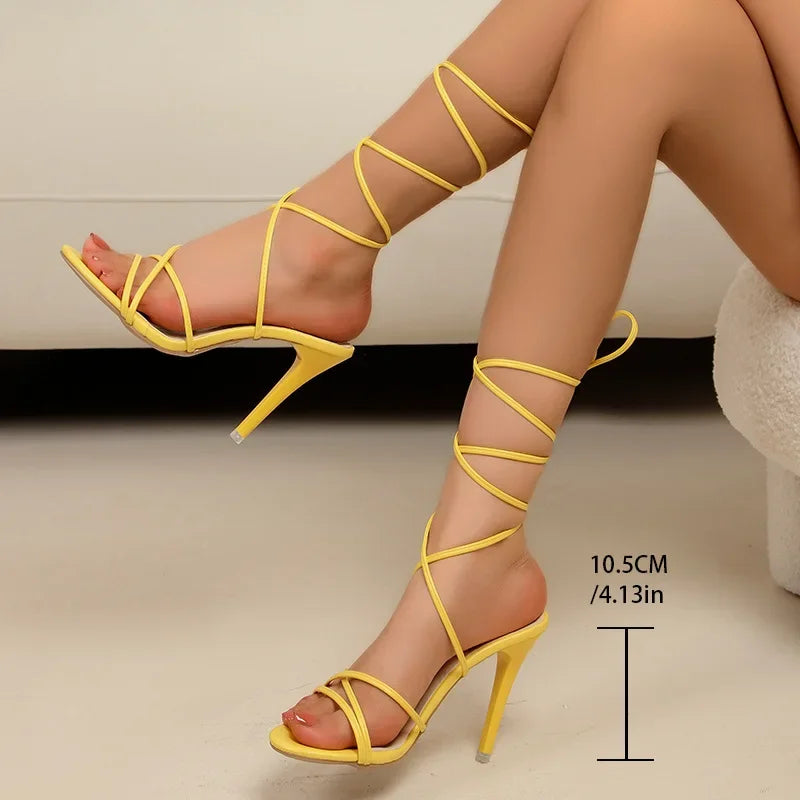 Women's Gold High-Heel Platform Strap Sandals | Pointed Toe High-Heel Platform Sandals Axl YELLOW 39
