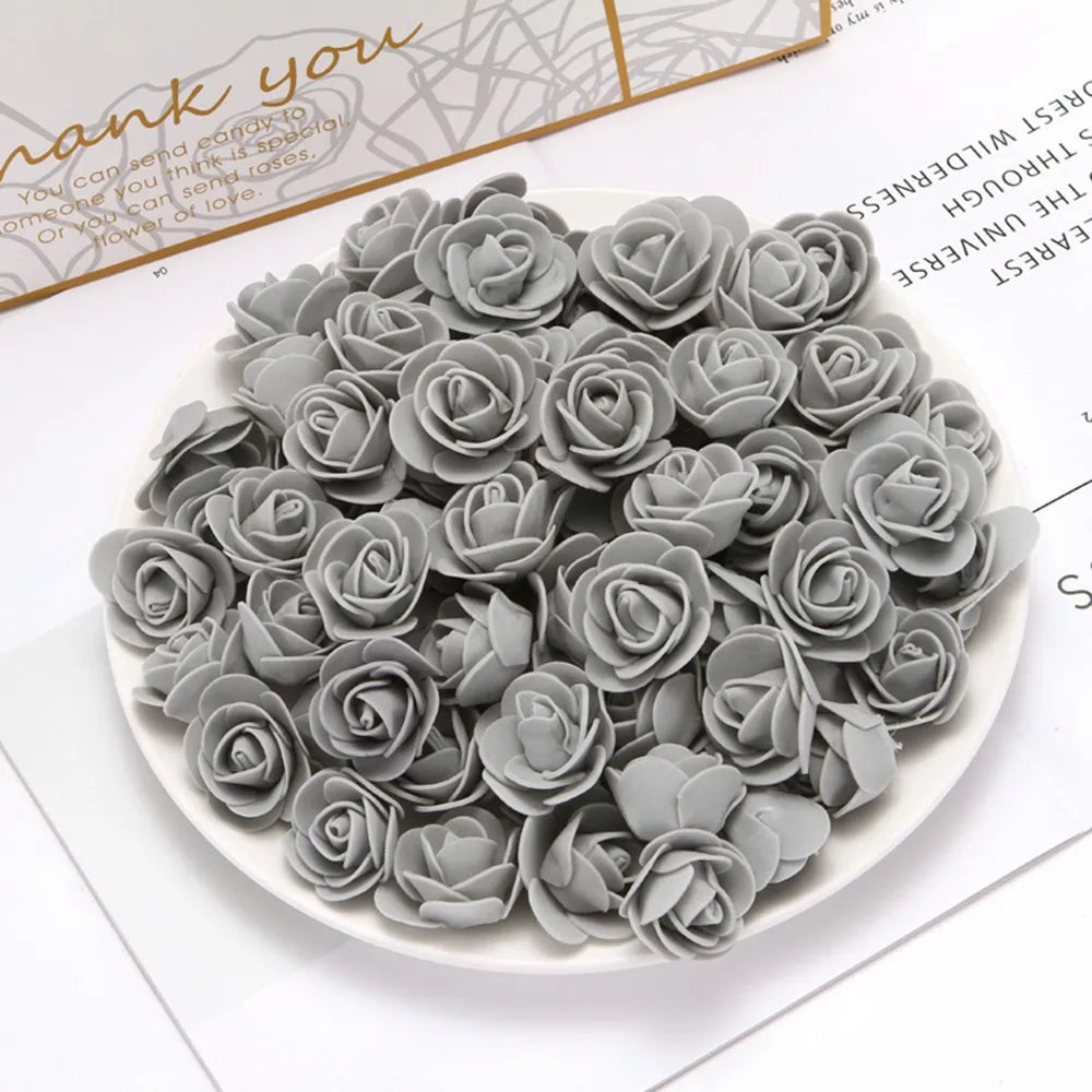 PE Foam Artificial Rose Flower Heads | Wedding & Party Decor Artificial Flower Heads Axl gray 50pcs