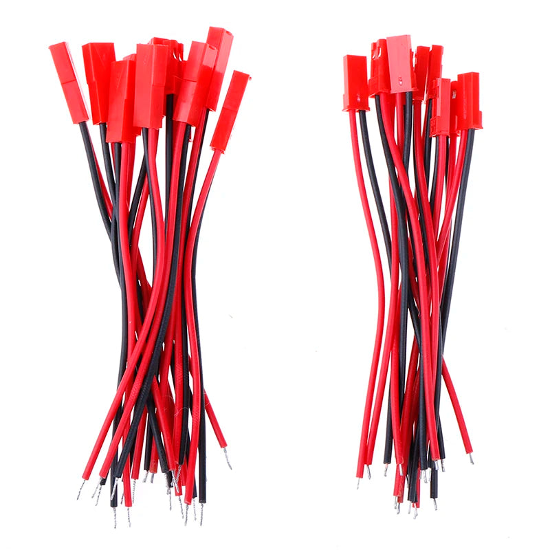 10 Pairs JST 2-Pin Male Female Connector 22 AWG Wire RC LED Wire Connector Kit Axl