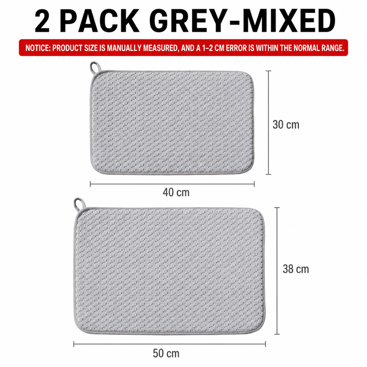 2-Pack Microfiber Dish Drying Mat – Absorbent Kitchen Counter Pad Dish Drying Mat Axl 2 Pack Grey-Mixed All In One