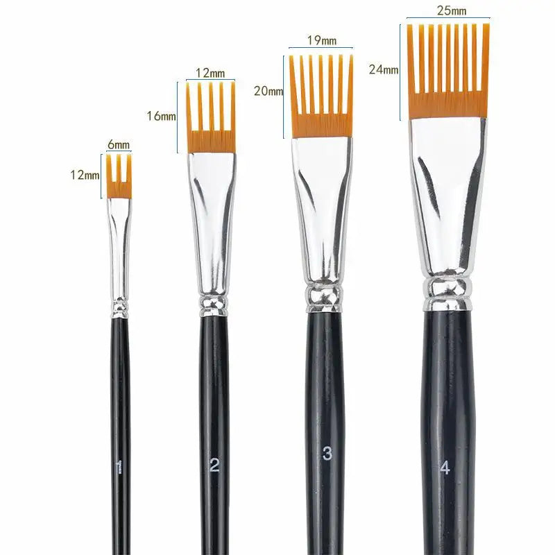 4-Piece Serrated Paint Brush Set – Watercolor & Oil Art Art Paint Brush Set Axl Black