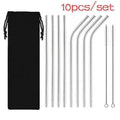 10-Piece Reusable Stainless Steel Straws Set with Cleaning Brush Reusable Straw Set Axl Silver