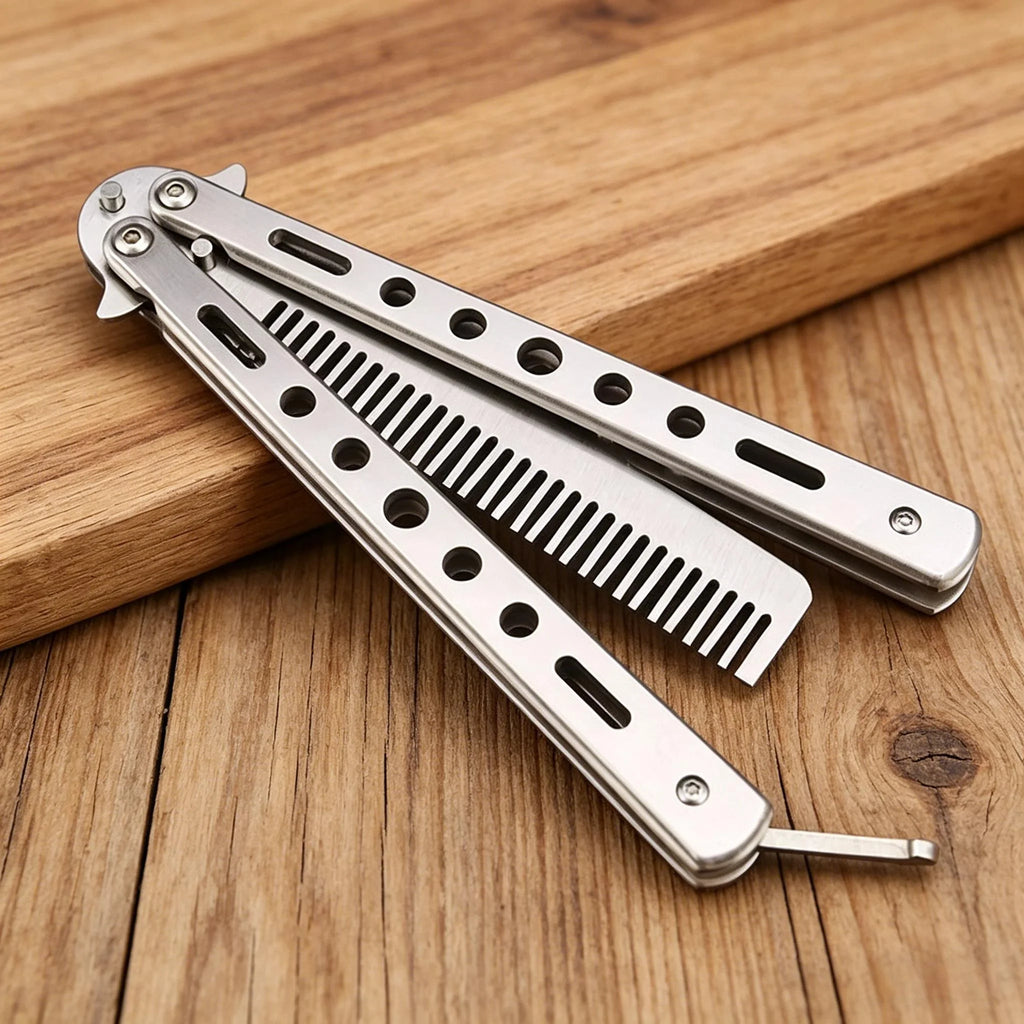 Stainless Steel Butterfly Comb – Folding Practice Comb for Men Folding Butterfly Comb Axl