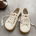 Women's Canvas Low Top Sneakers – Wide Toe Lace-Up Canvas Sneakers Axl Beige 35