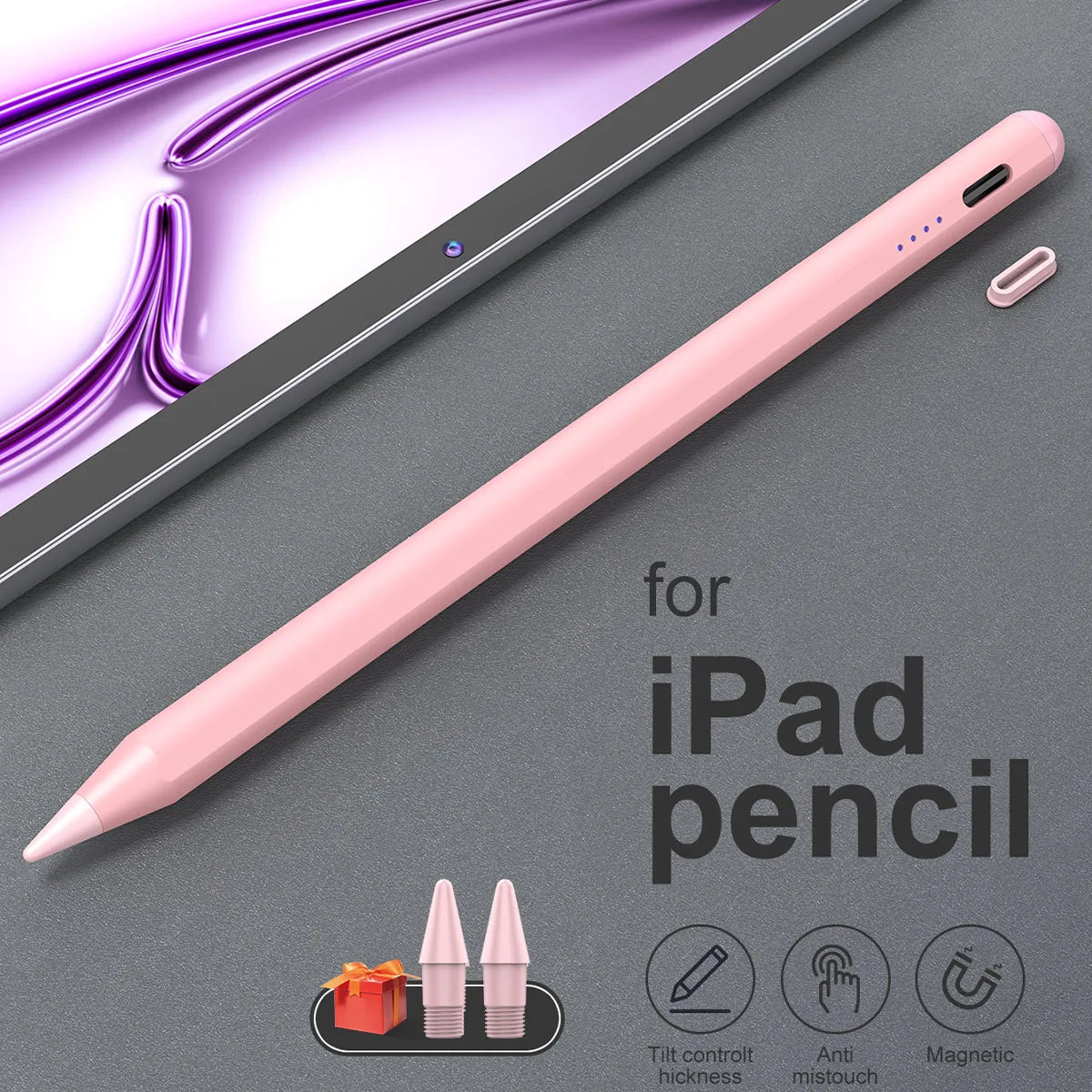 Stylus Pen for iPad 2018–2026 | LED, Tilt & Palm Rejection iPad Stylus Pen Axl Pink