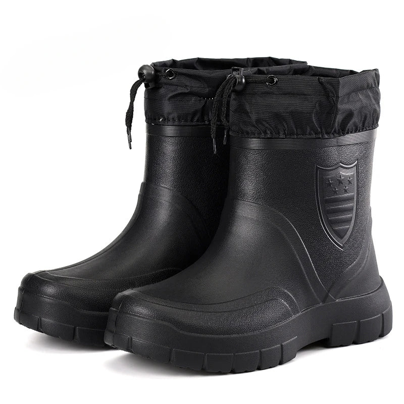 Men's Waterproof Ankle Rain Boots – Lightweight Slip-On Men's Rain Boots Axl