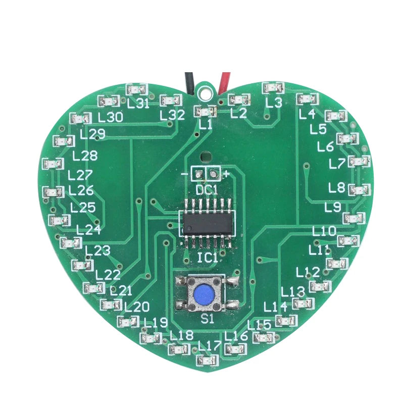 32 LED Heart-Shaped DIY Electronic Kit – SMD Flashing Light DIY Electronic Kit Axl