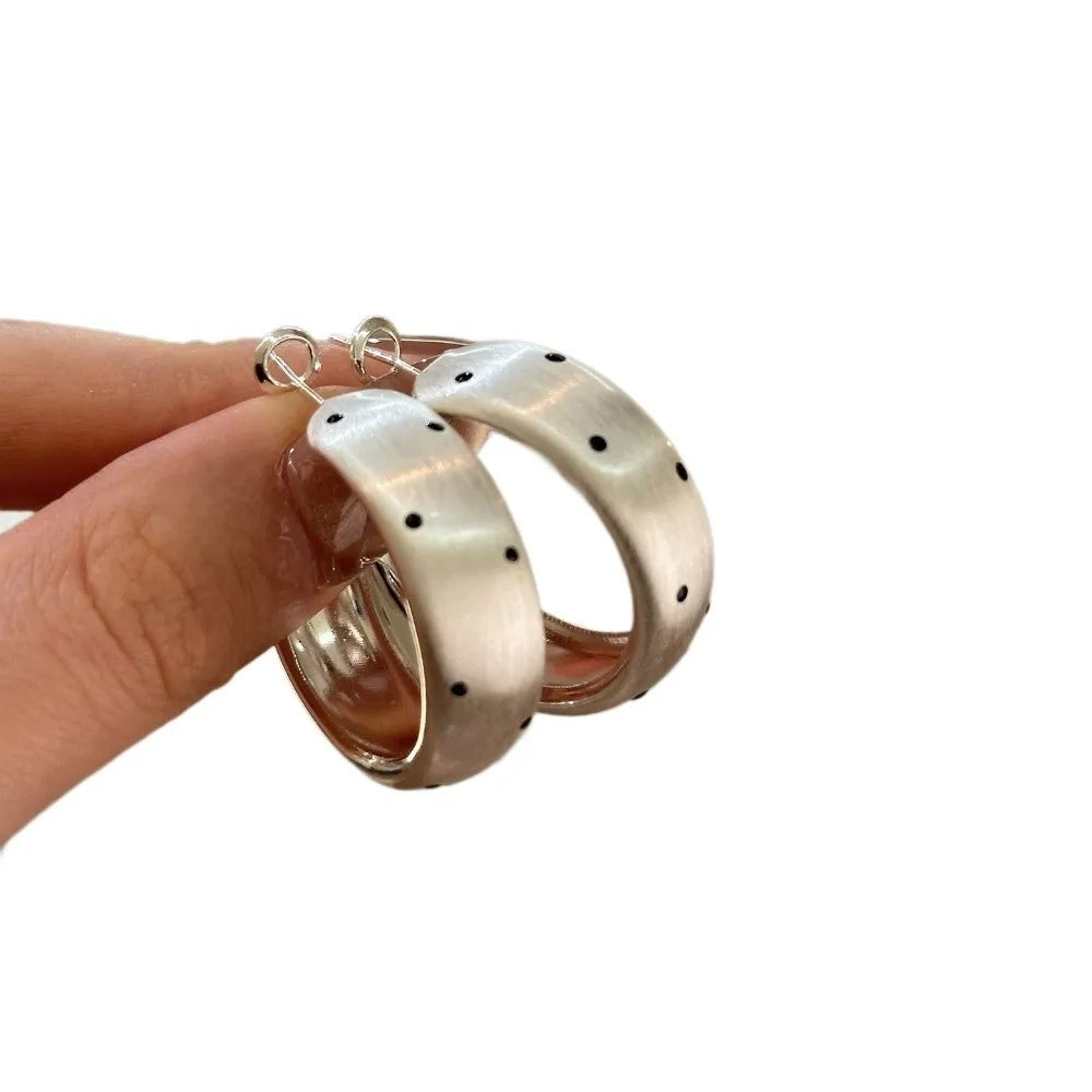Geometric Polka Dot Hoop Drop Earrings – Gold & Silver Drop Earrings Axl