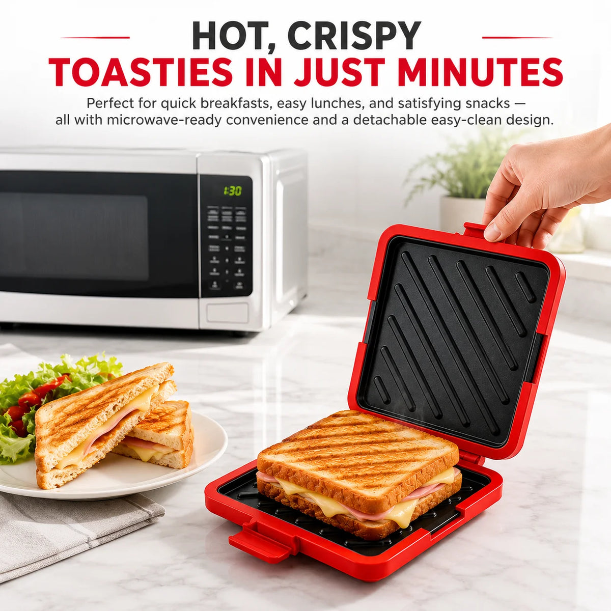 2-Pack Microwave Sandwich Maker – Detachable Grill Plate Kit Microwave Grill Pan Axl