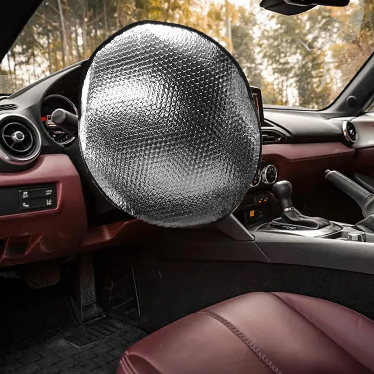 Foldable Aluminum Foil Steering Wheel Sun Shade Cover | UV Block Steering Wheel Sun Shade Axl