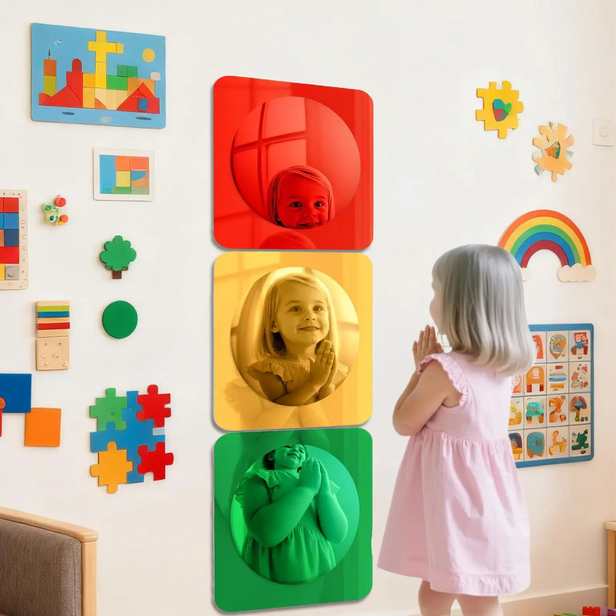 Kids Acrylic Bubble Sensory Mirror Set – 3-Piece Tactile Toy Sensory Play Mirror Axl Default Title