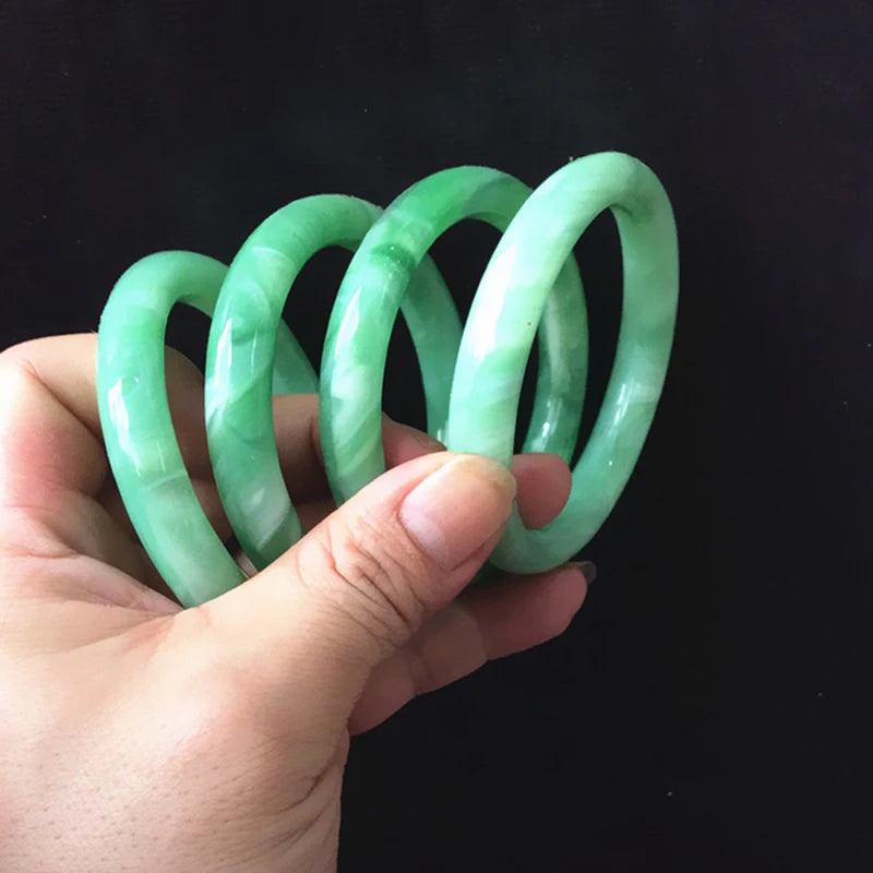 Imitation Jade Glass Bracelet – Green Vintage Bangle for Women Bangle Bracelet Axl
