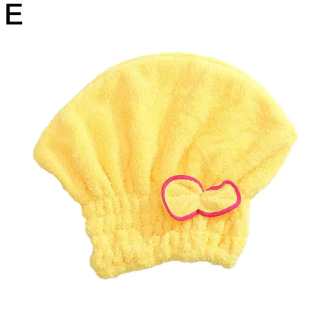 Super Absorbent Microfiber Hair Drying Cap with Cute Bow Microfiber Hair Cap Axl E