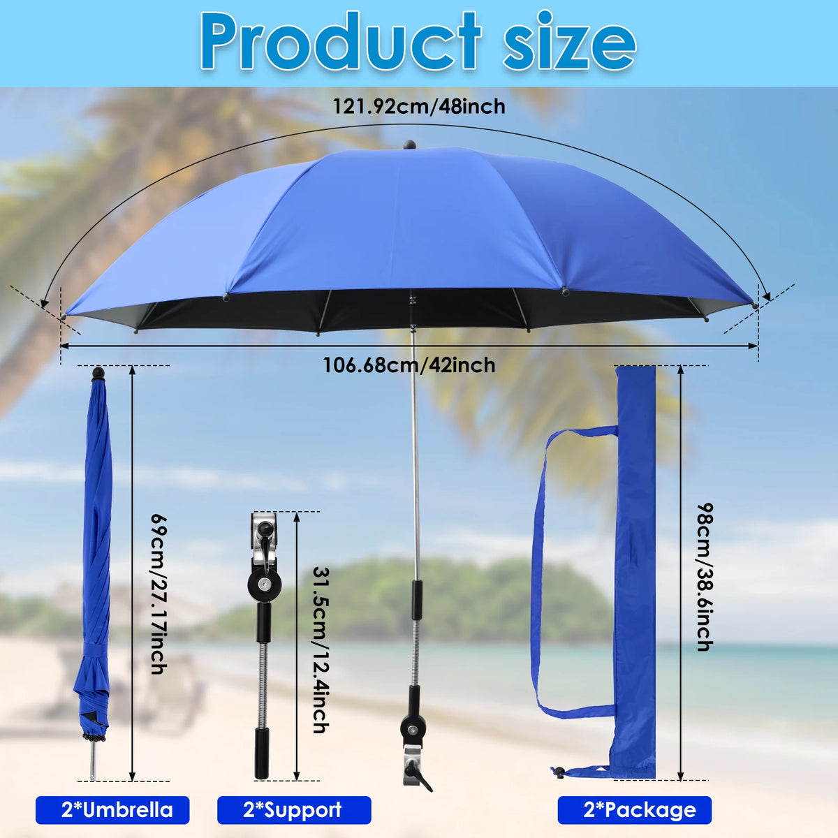 360° Adjustable Clamp Shade Umbrella – Beach, Camp & Wheelchair Clamp Shade Umbrella Axl